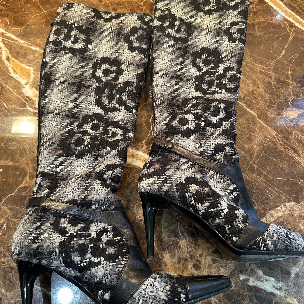 Chanel Camila tweed Patterned Knee-High Boots
